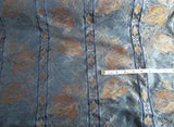 By Yd Scalamandre Baranzeli Italian 100%silk Lampas Dumont Blue Gold Fall Foliage Vine Superb! #4r