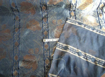 By Yd Scalamandre Baranzeli Italian 100%silk Lampas Dumont Blue Gold Fall Foliage Vine Superb! #4r