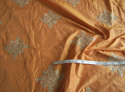 Highland Court 100%silk Taffeta Embroidery Orange Saffron