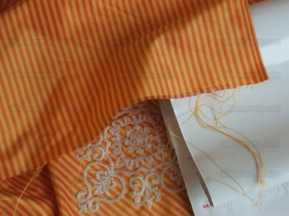 Highland Court 100%silk Taffeta Embroidery Orange Saffron