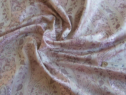 Baranzelli Scalamandre 100% Silk Damask Paisley Lavender Purple &amp; Silver Bty