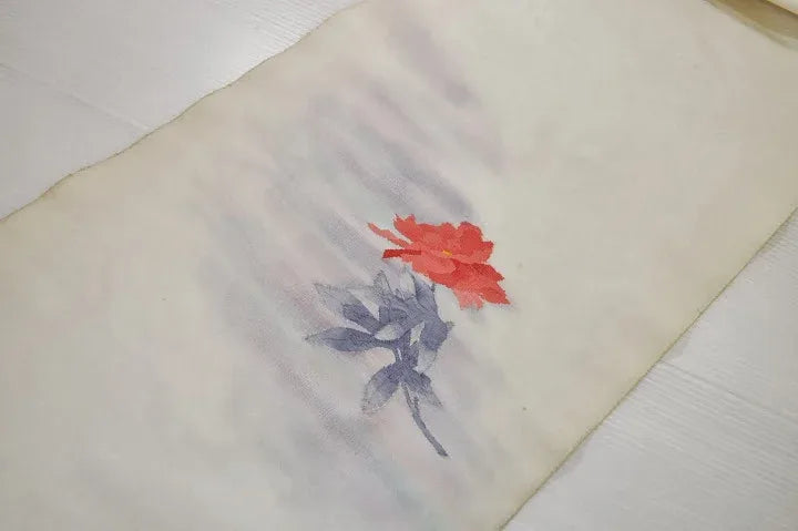 Unused Silk Nagoya Silk Obi Belt Charming Red Rose 2.3m x 35cm 90.5 x13.7 inches