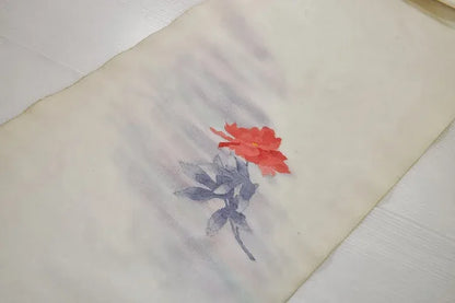 Unused Silk Nagoya Silk Obi Belt Charming Red Rose 2.3m x 35cm 90.5 x13.7 inches