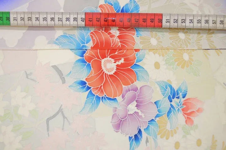 UN-USED SILK TSUKESAGE BOLT Chrysanthemum Clematis 12m x 37cm 