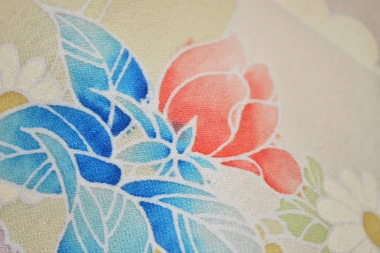 UN-USED SILK TSUKESAGE BOLT Chrysanthemum Clematis 12m x 37cm 