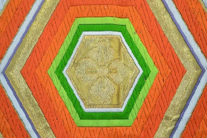 Vintage Silk Fukuro Obi Belt  Chrysanthemum Tree Peony  4.15m x 31cm