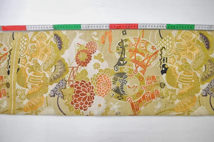 Vintage Silk Nagoya Obi Belt Chrysanthemum Drum 3.25m x 15 - 30cm