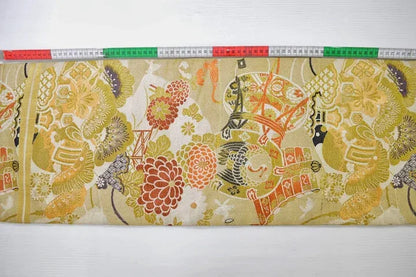 Vintage Silk Nagoya Obi Belt Chrysanthemum Drum 3.25m x 15 - 30cm