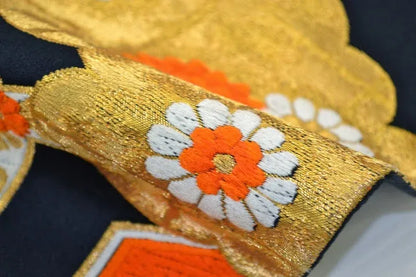 Vintage Silk Fukuro Obi Belt  Chrysanthemum Tree Peony  4.15m x 31cm