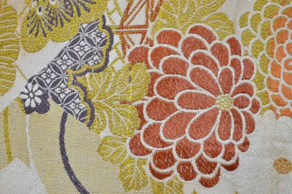 Vintage Silk Nagoya Obi Belt Chrysanthemum Drum 3.25m x 15 - 30cm