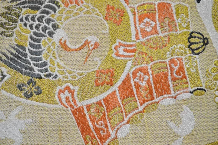 Vintage Silk Nagoya Obi Belt Chrysanthemum Drum 3.25m x 15 - 30cm