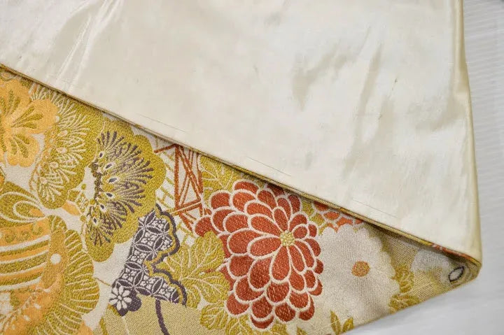 Vintage Silk Nagoya Obi Belt Chrysanthemum Drum 3.25m x 15 - 30cm
