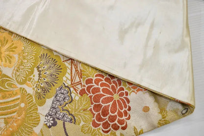 Vintage Silk Nagoya Obi Belt Chrysanthemum Drum 3.25m x 15 - 30cm