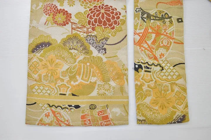 Vintage Silk Nagoya Obi Belt Chrysanthemum Drum 3.25m x 15 - 30cm