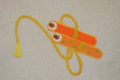 Silk Nagoya Obi Embroidered Fortune Gavel Paper Scroll 118x12.9inch 3mx33cm