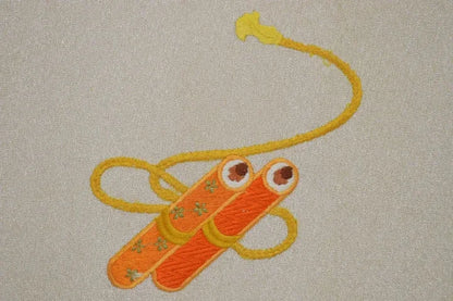 Silk Nagoya Obi Embroidered Fortune Gavel Paper Scroll 118x12.9inch 3mx33cm