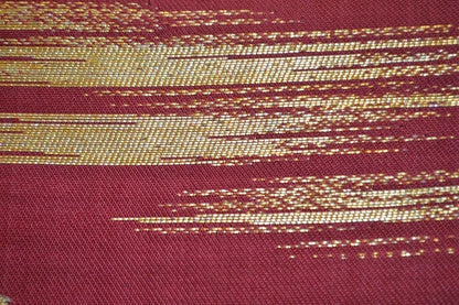 Vintage Silk Nagoya Obi Belt Red Folding Fan/Plum Blossom 3.3m x 15 - 30cm