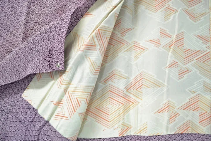 High Quality Japanese Silk Haori Jacket hand tie-dye Round Tsunami Clematis