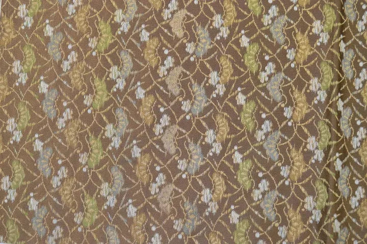 Vintage Silk Maru Obi Pine Tree Plum Blossom Brown