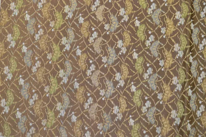 Vintage Silk Maru Obi Pine Tree Plum Blossom Brown