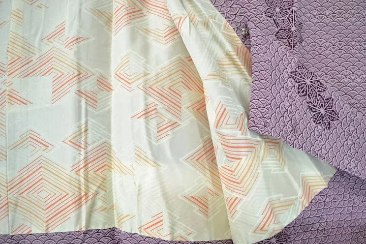 High Quality Japanese Silk Haori Jacket hand tie-dye Round Tsunami Clematis