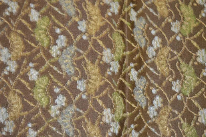 Vintage Silk Maru Obi Pine Tree Plum Blossom Brown