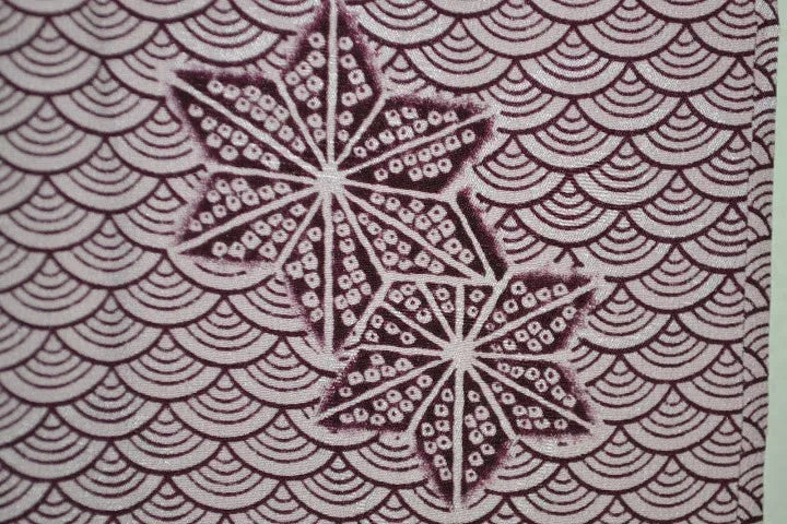 High Quality Japanese Silk Haori Jacket hand tie-dye Round Tsunami Clematis