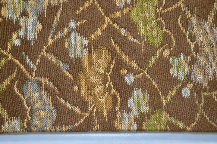 Vintage Silk Maru Obi Pine Tree Plum Blossom Brown