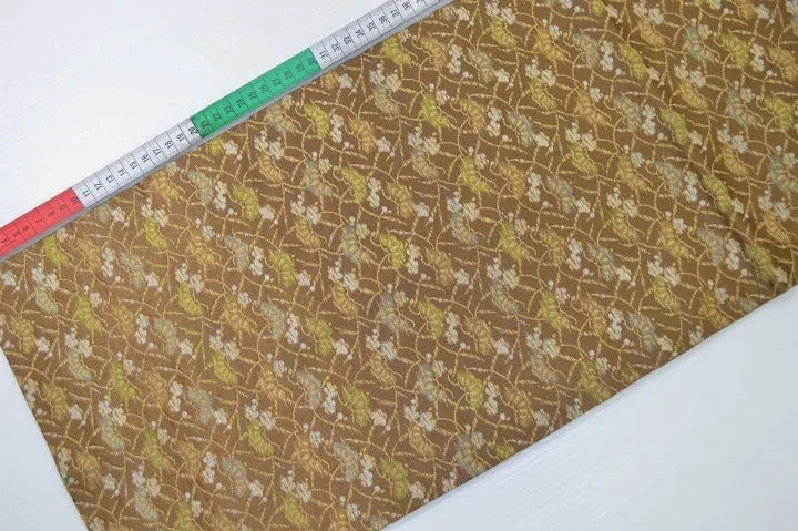 Vintage Silk Maru Obi Pine Tree Plum Blossom Brown