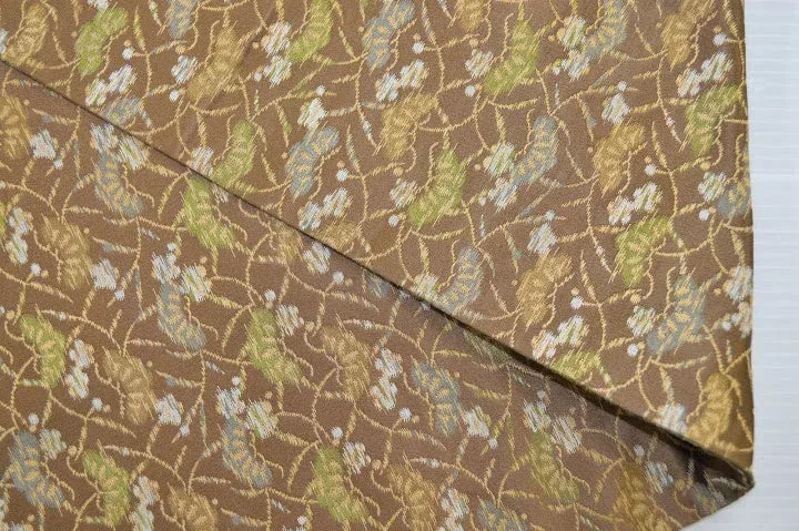 Vintage Silk Maru Obi Pine Tree Plum Blossom Brown