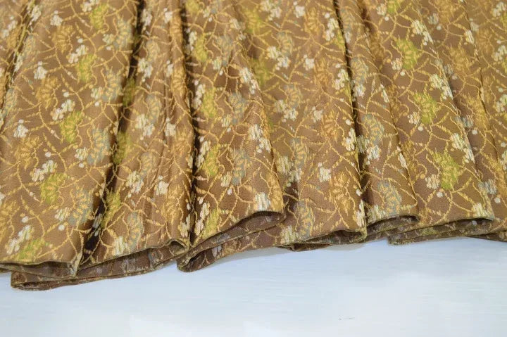 Vintage Silk Maru Obi Pine Tree Plum Blossom Brown