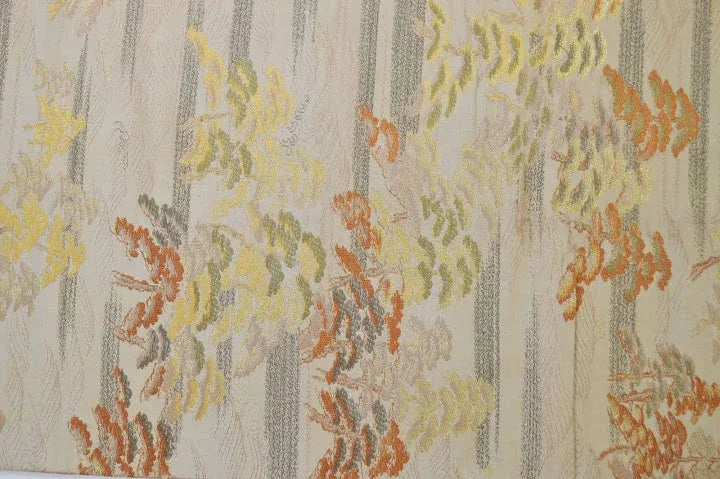 Vintage Silk Maru Obi Belt Dynamic Pine Tree Tsunami  3.8m x 31cm