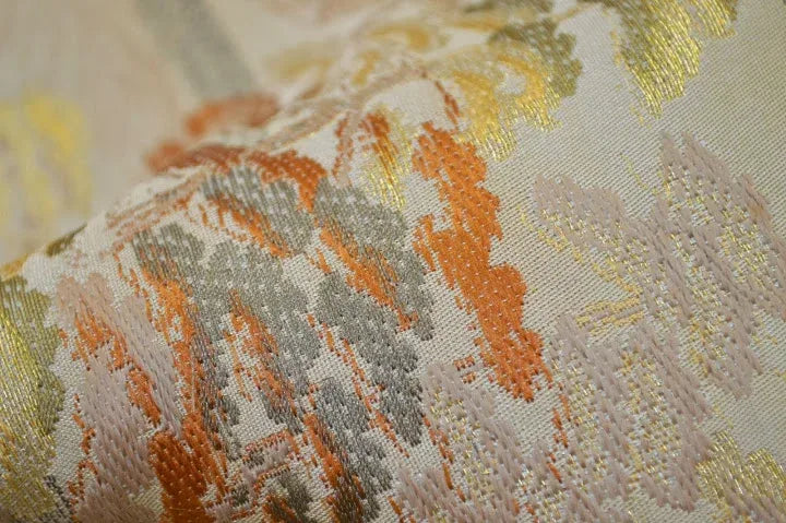 Vintage Silk Maru Obi Belt Dynamic Pine Tree Tsunami  3.8m x 31cm