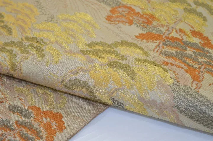 Vintage Silk Maru Obi Belt Dynamic Pine Tree Tsunami  3.8m x 31cm