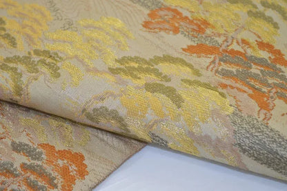 Vintage Silk Maru Obi Belt Dynamic Pine Tree Tsunami  3.8m x 31cm