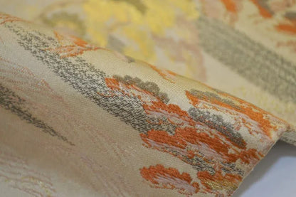 Vintage Silk Maru Obi Belt Dynamic Pine Tree Tsunami  3.8m x 31cm