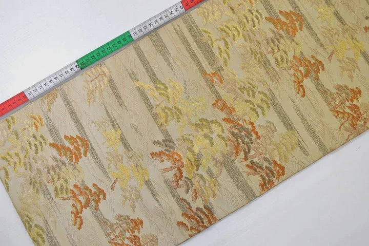 Vintage Silk Maru Obi Belt Dynamic Pine Tree Tsunami  3.8m x 31cm