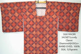 High Quality Japanese Silk Haori Jacket Hand Dyed Classic Diamond red orange