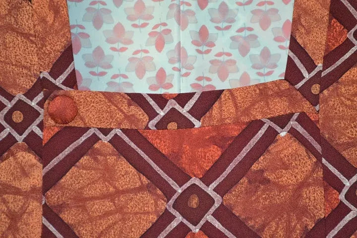 High Quality Japanese Silk Haori Jacket Hand Dyed Classic Diamond red orange