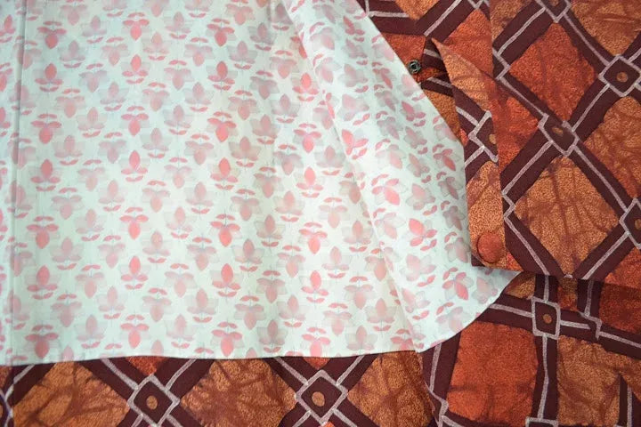 High Quality Japanese Silk Haori Jacket Hand Dyed Classic Diamond red orange