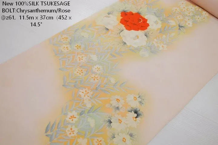 Un-used Silk Tsukesage Bolt Chrysanthemum Rose 11.5m x 37cm 