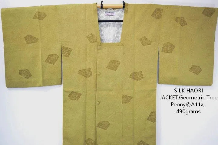 Hight Quality Japanese Silk Haori Jacket Mitsukoshi Geometric tree peony