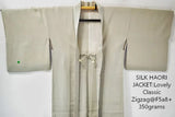 High Quality Japanese Silk Haori Jacket Subtle cream grey Classic Zigzag