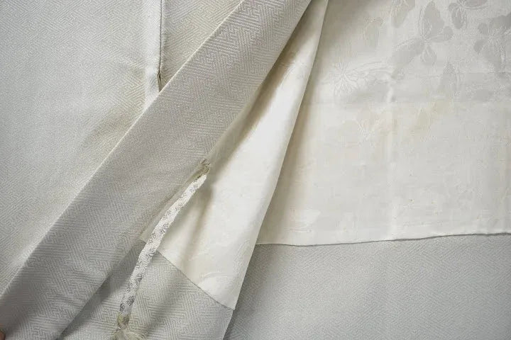 High Quality Japanese Silk Haori Jacket Subtle cream grey Classic Zigzag