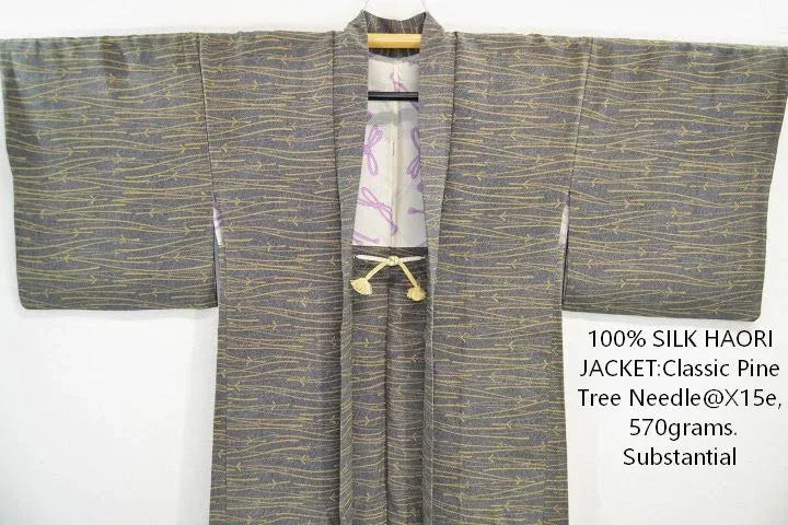 High Quality Japanese 100% Silk Haori Jacket Hand-Made  Pine Tree Needle
