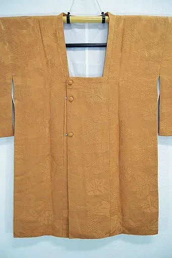 High Quality Japanese 100% Silk Haori Jacket Hand-Made Classic Lily Orange