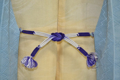 Vintage 100% Silk Haori Jacket Kimono Shibori Kikkyou Flower Pale Blue White @X25e