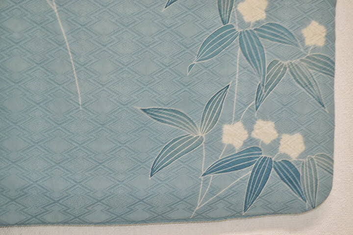 Vintage 100% Silk Haori Jacket Kimono Shibori Kikkyou Flower Pale Blue White @X25e