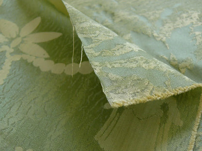 Cowtan &amp; Tout "Dauphin Silk"100% Silk Lampas Baby Green and Ivory Neoclassical Flower Ribbon