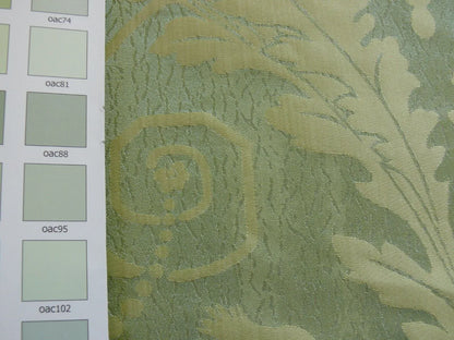 Cowtan &amp; Tout "Dauphin Silk"100% Silk Lampas Baby Green and Ivory Neoclassical Flower Ribbon